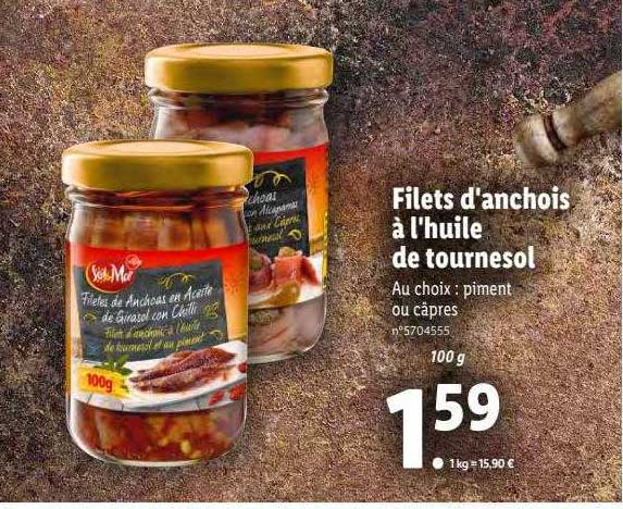 filets d'anchois à l'huile de tournesol sol & mar