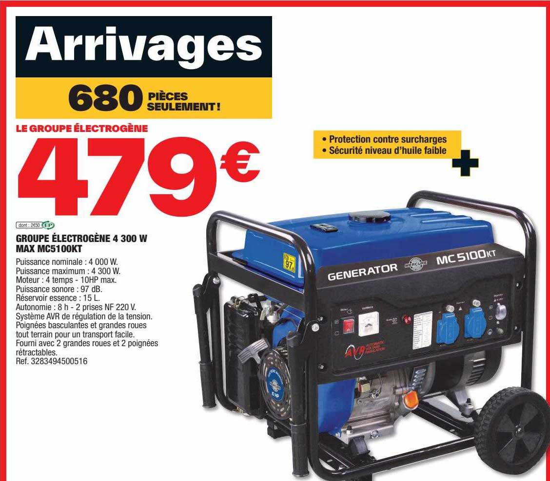 groupe électrogène 4300w max mc5100kt