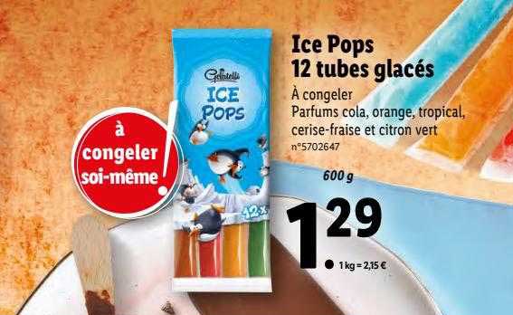 ice pops 12 tubes glacés gelatelli
