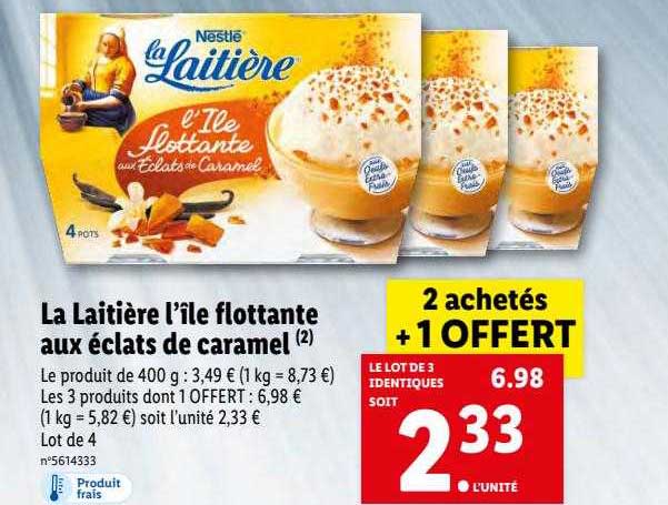 la laitière l'île flottante aux éclats de caramel