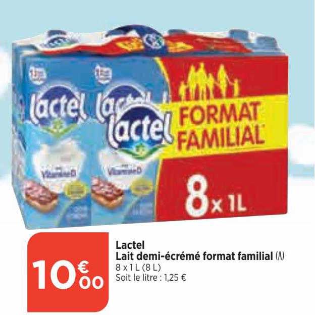 lactel lait demi-écrémé format familial