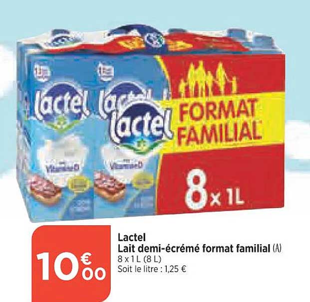 lactel lait demi-écrémé format familial