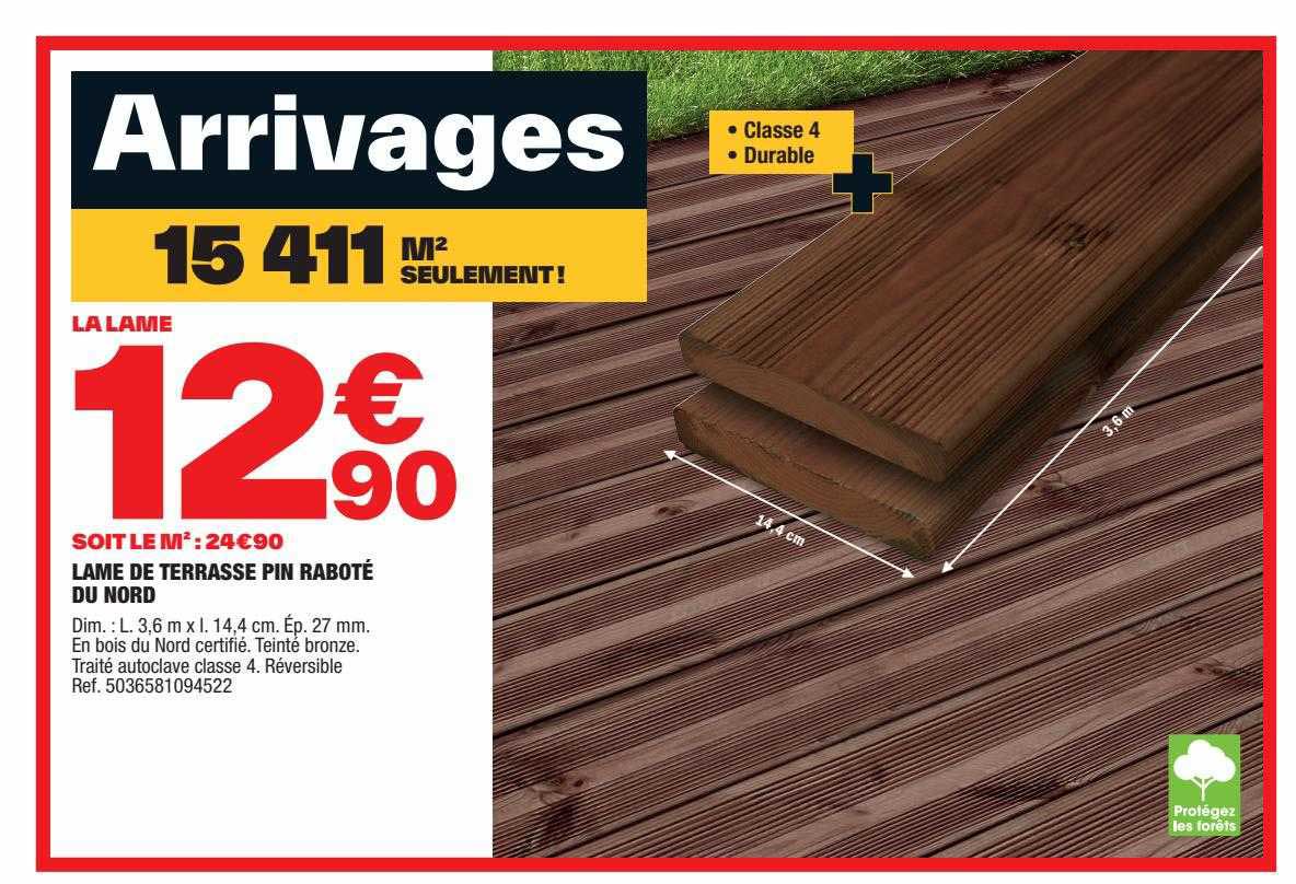 lame de terrasse pin raboté du nord