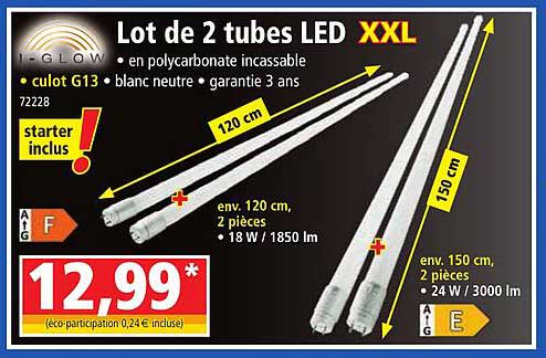 lot de 2 tubes led xxl i-glow