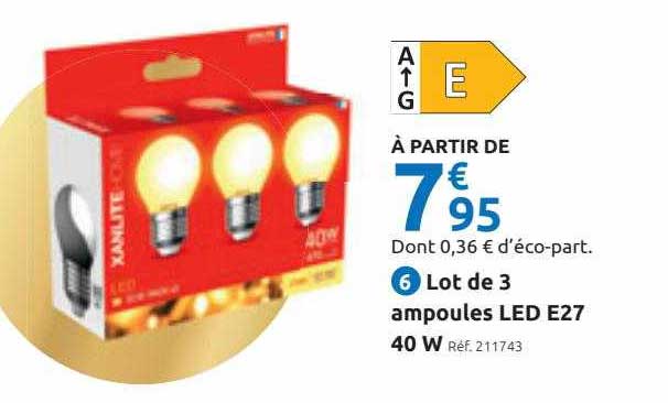 lot de 3 ampoules led e27 40w
