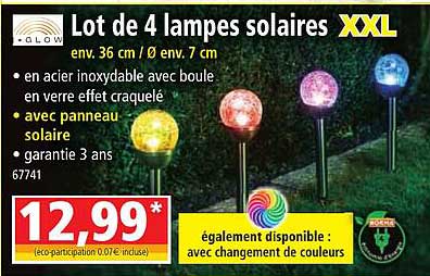 lot de 4 lampes solaires xxl i-glow