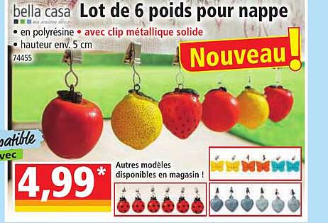 Lot De 6 Poids Pour Nappe Bella Casa