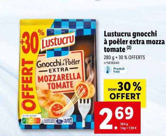 Lustucru Gnocchi à Poêler Extra Mozzarella Tomate