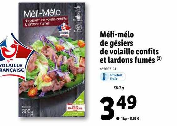 méli-mélo de gésiers de volaille confits et lardons fumés