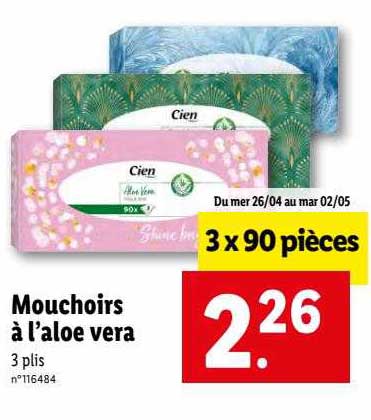 mouchoirs à l'aloe vera cien