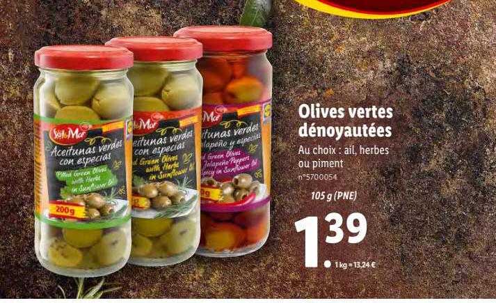 olives vertes dénoyautées sol & mar