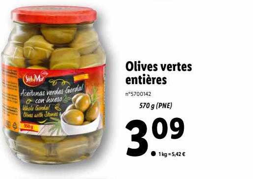 olives vertes entières sol & mar