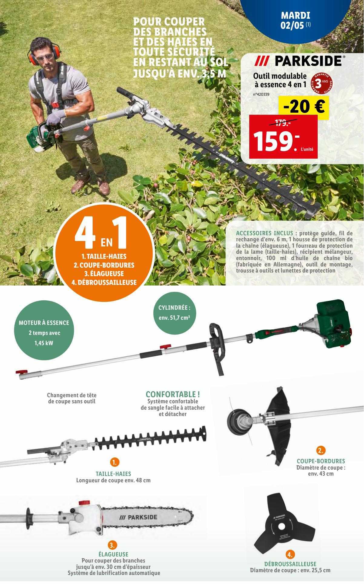 Outil Modulable à Essence 4 En 1 Parkside