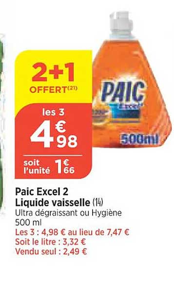 Paic Excel 2 Liquide Vaisselle
