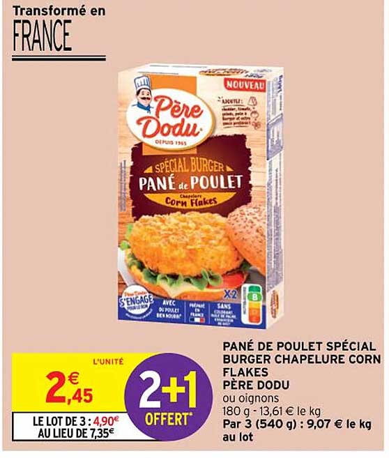 pané de poulet spécial burger chapelure corn flakes père dodu