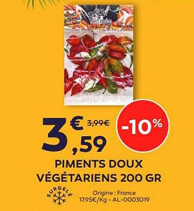 piments doux végétariens 200 gr