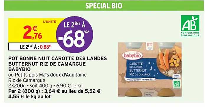 pot bonne nuit carotte des landes butternut riz de camargue babybio