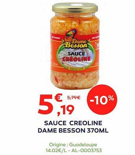 sauce créoline dame besson 370ml
