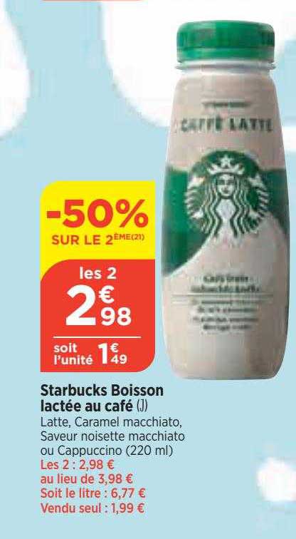 starbucks boisson lactée au café
