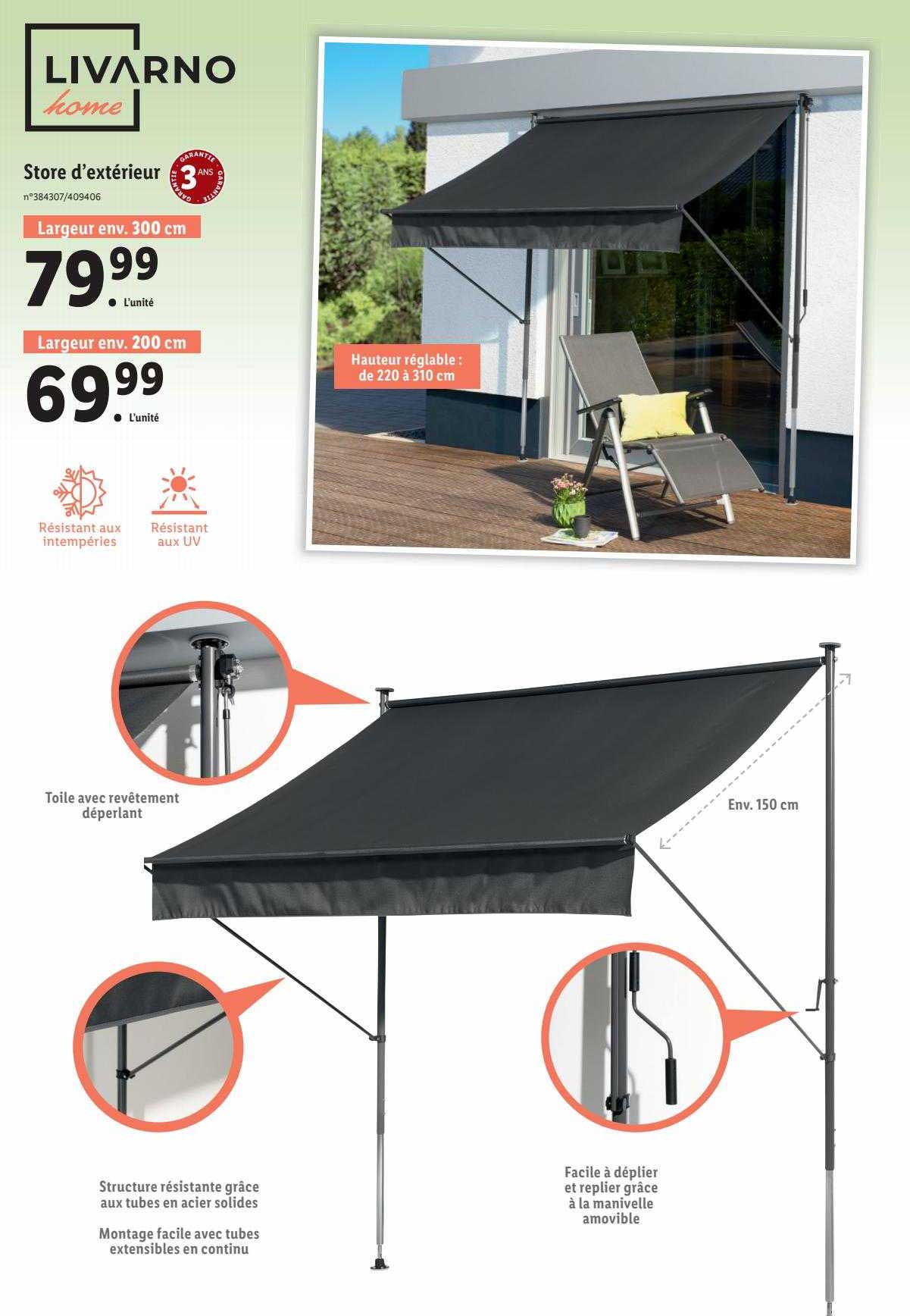 store d'extérieur livarno home