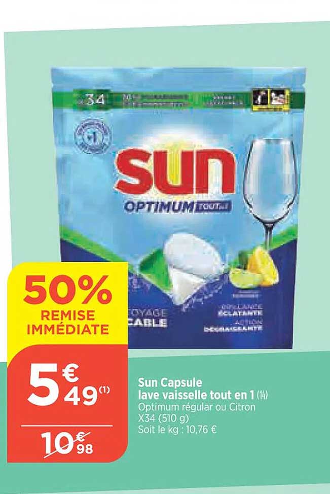sun capsule lave vaisselle tout en 1