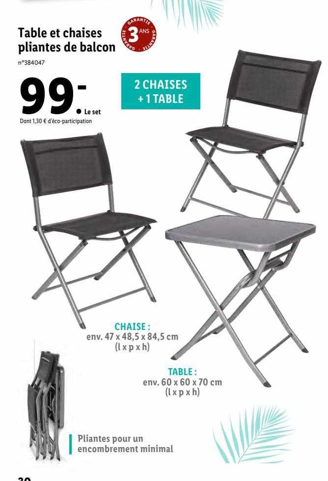 table de chaises pliantes de balcon