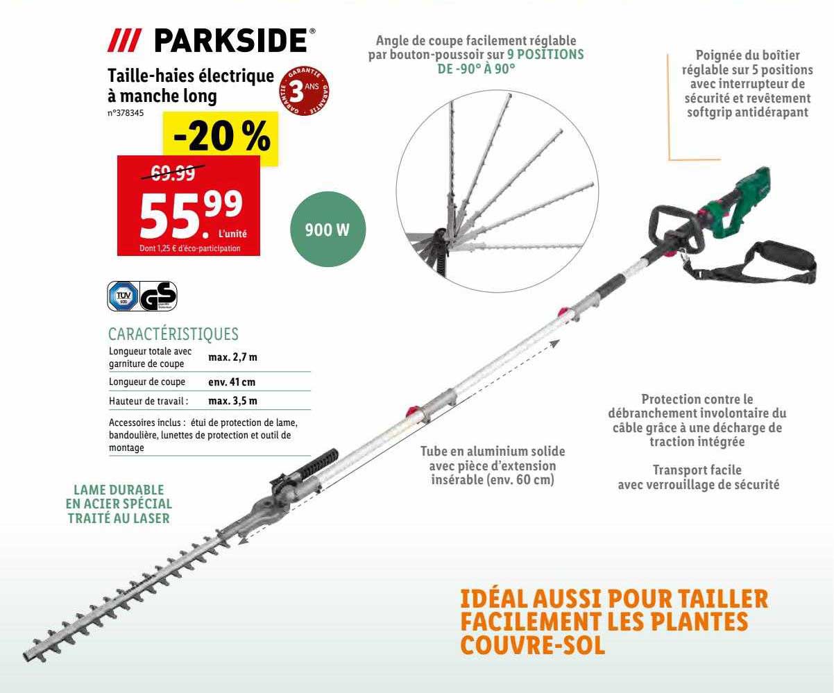 taille-haies électrique à manche long parkside