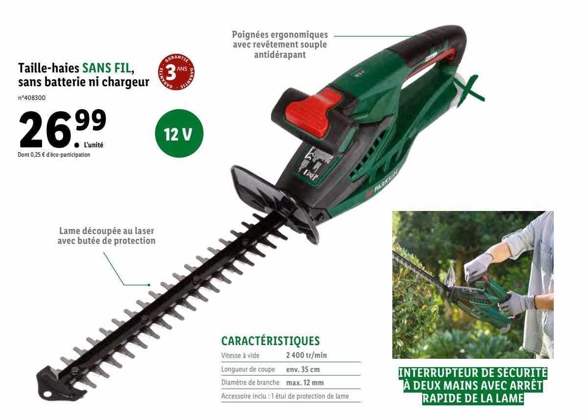 taille-haies sans fil, sans batterie ni chargeur parkside