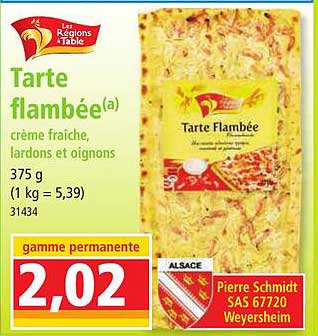 tarte flambée crème fraîche, lardons et oignons les régions à table