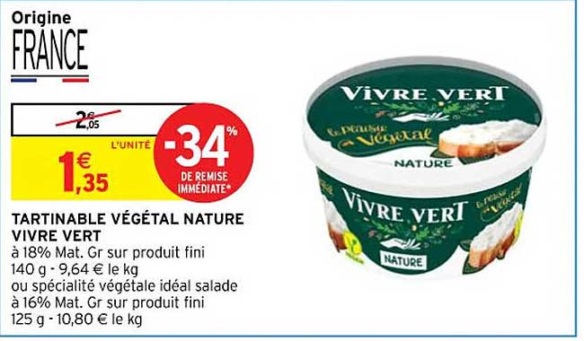 Tartinable Végétal Nature Vivre Vert