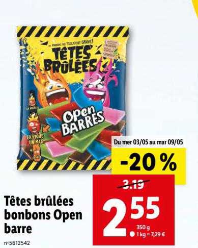 Têtes Brûlées Bonbons Open Barre