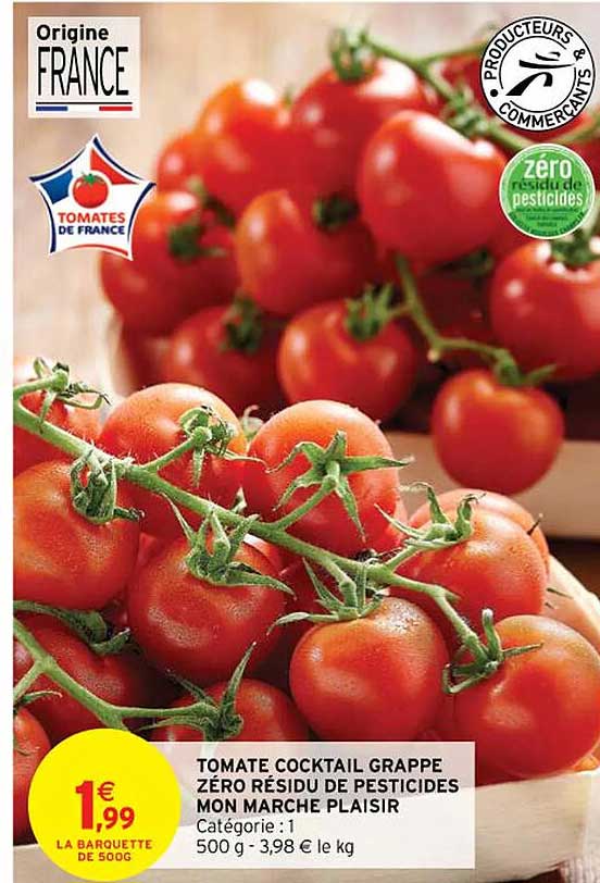 tomate cocktail grappe zéro résidu de pesticides mon marché plaisir