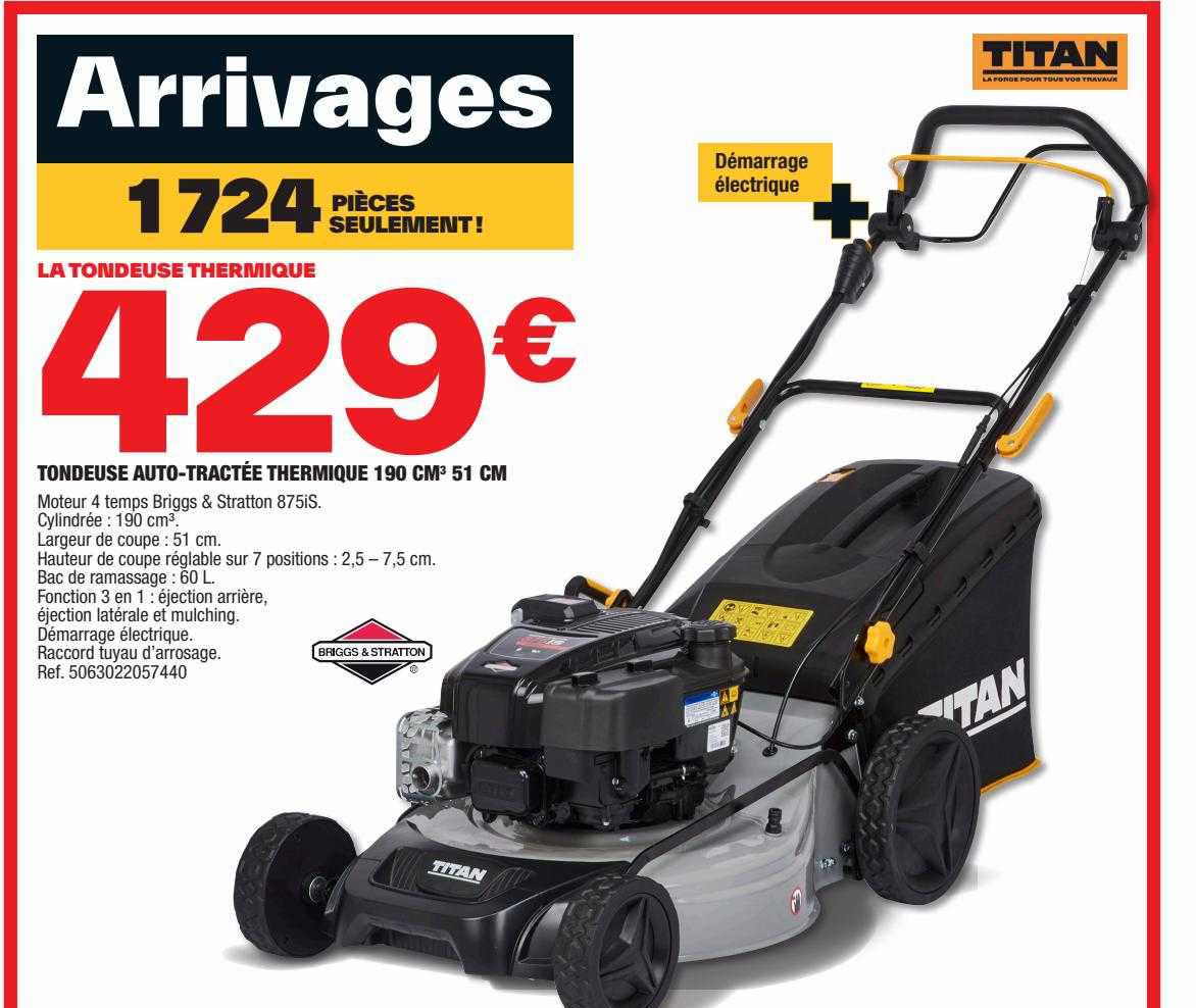 tondeuse auto-tractée thermique 190 cm² 51 cm titan