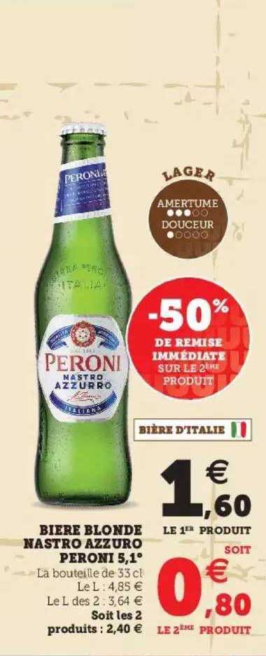 bière blonde nastro azeuro peroni 5,1°