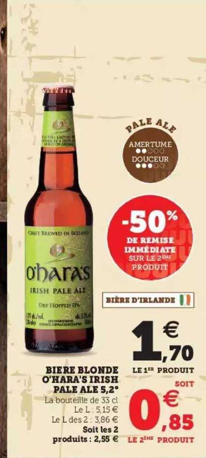 bière blonde o'hara's irish pale ale 5,2°