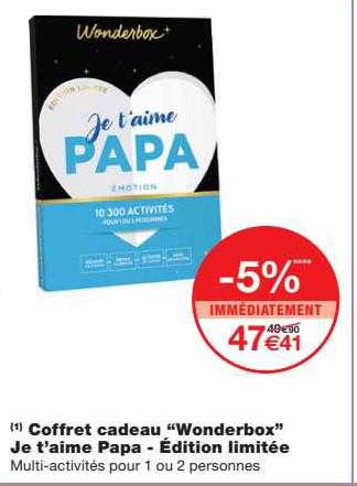 coffret cadeau "wonderbox" je t'aime papa-édition limitée