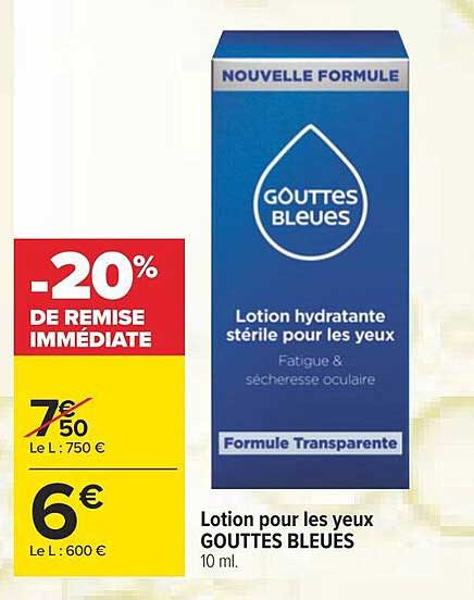 lotion pour les yeux gouttes bleues