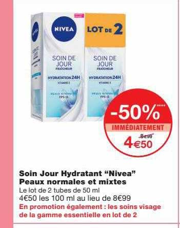soin jour hydratant "nivea" peaux normales et mixtes