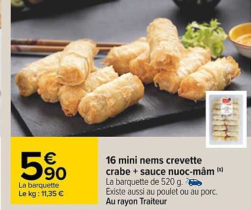 16 mini nems crevette crabe + sauce nuoc-mâm