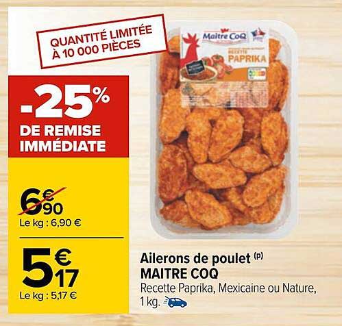 Ailerons De Poulet Maitre Coq -25% De Remise Immédiate
