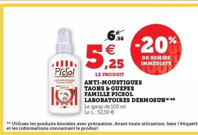 anti-moustiques taons & guêpes famille picsol laboratoires dermosun