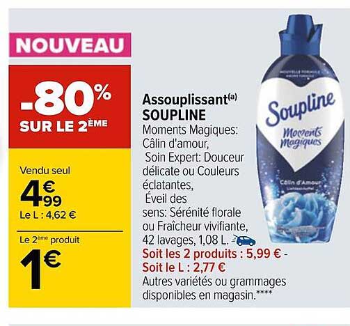 Assouplissant Soupline -80% Sur Le 2ème