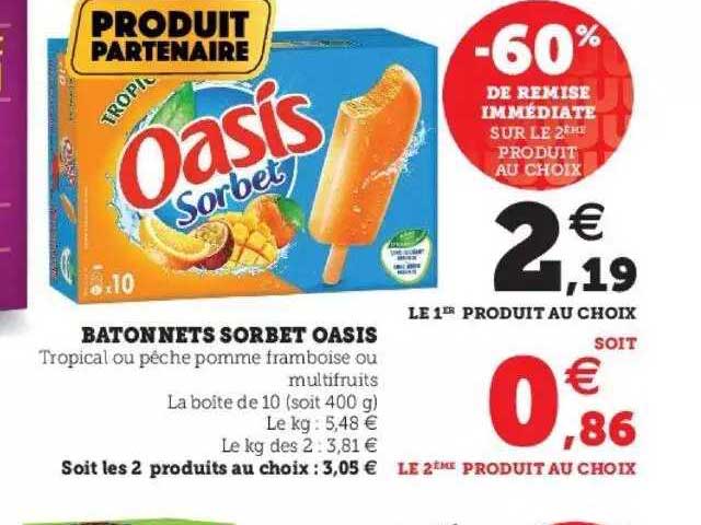 Bâtonnets Sorbet Oasis