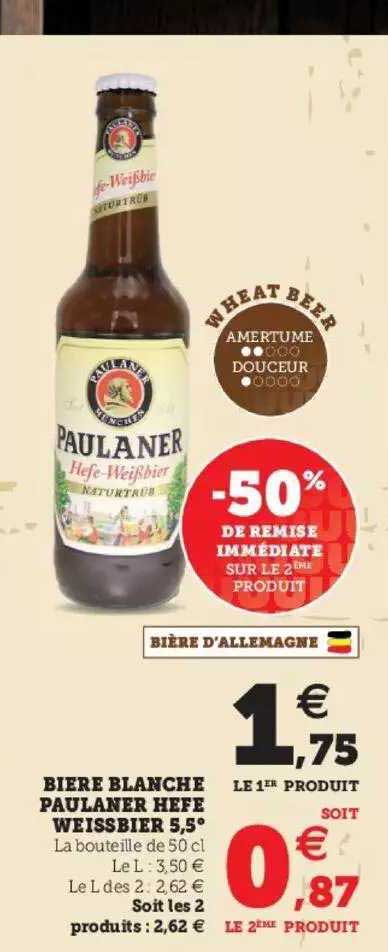 bière blanche paulaner hefe weissbier 5,5°