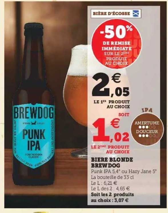 Bière Blonde Brewdog -50% De Remise Immédiate Sur Le 2ème Produit Au Choix
