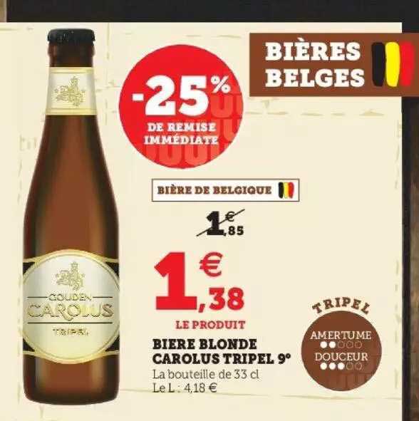 bière blonde carolus tripel 90° -25% de remise immédiate