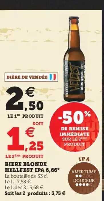 bière blonde hellfest ipa 6.66° -50% de remise immédiate sur le 2ème produit