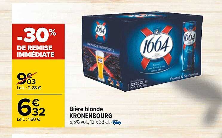 Bière Blonde Kronenbourg -30% De Remise Immédiate