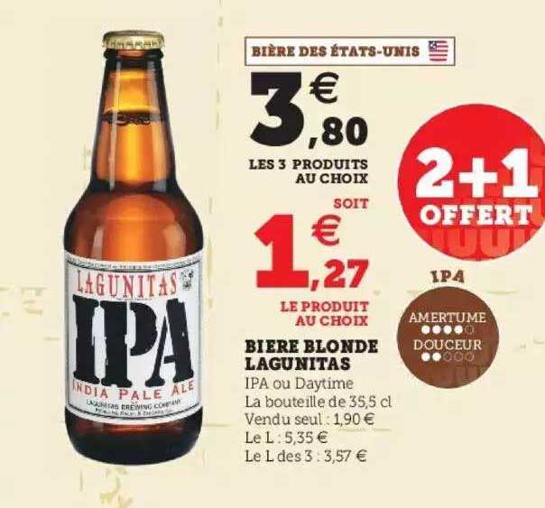 bière blonde lagunitas 2+1 offert
