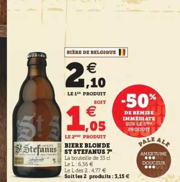 bière blonde st stefanus 7° -50% de remise immédiate sur le 2ème produit